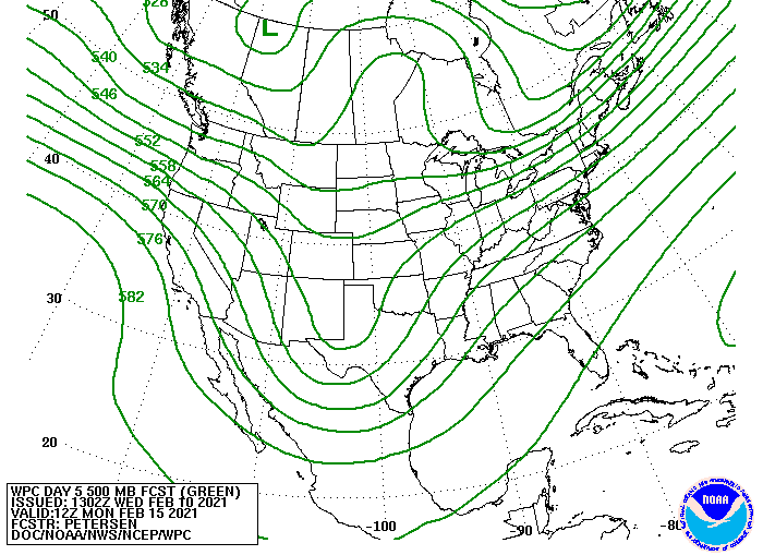 Upper-level forecast map
